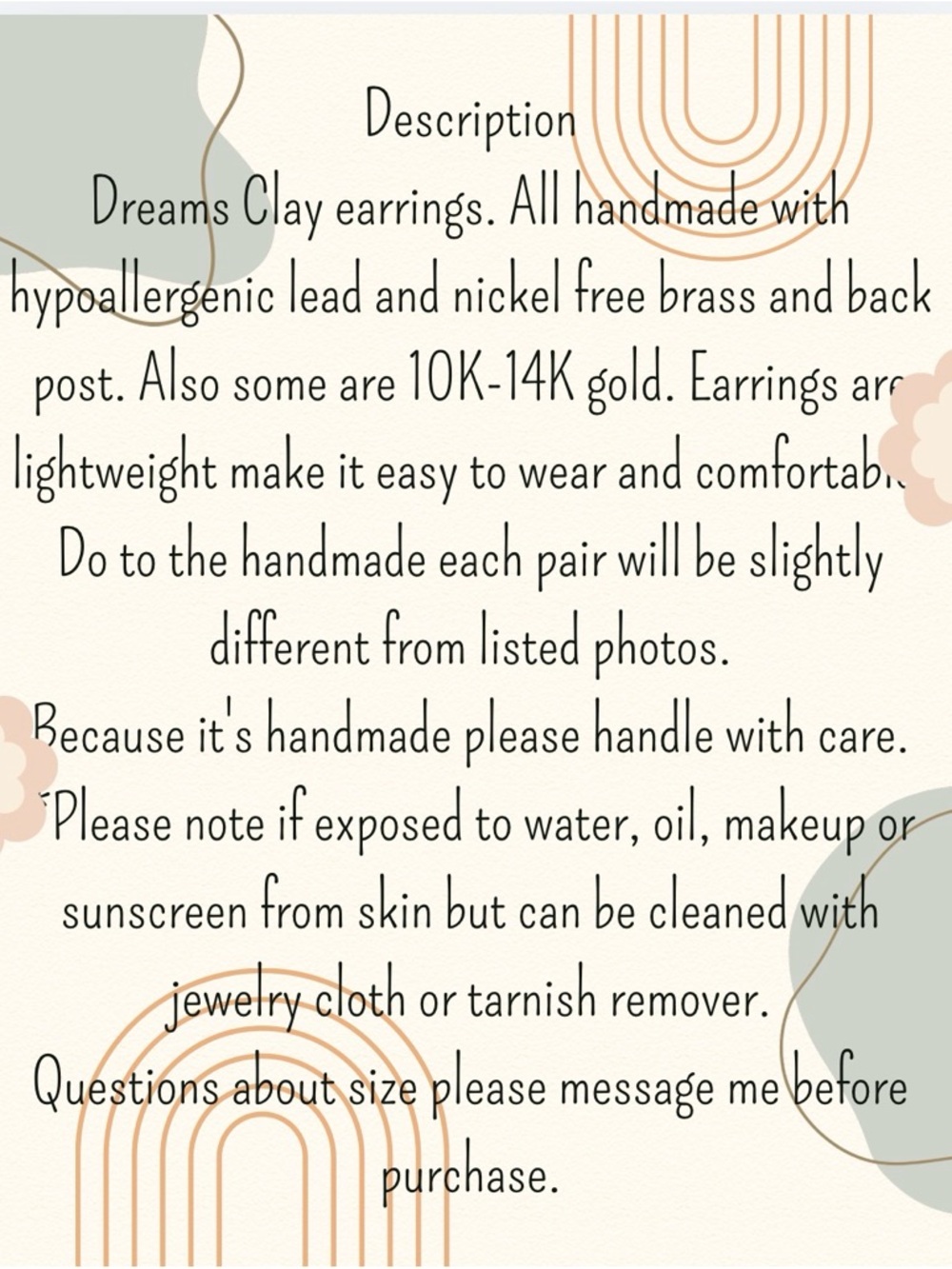 Black and Gold Patterned Polymer Clay Earrings - Picture 3 of 4